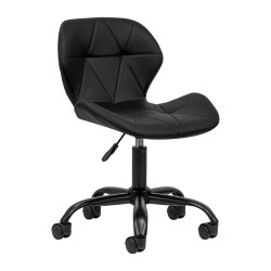 Czarny taboret kosmetyczny na kółkach